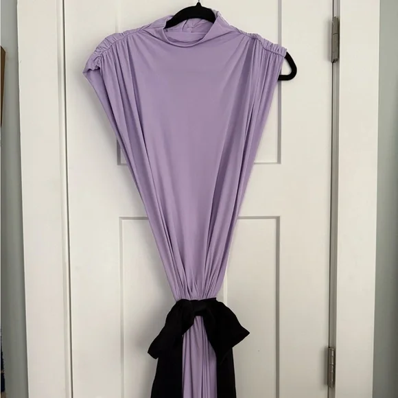 helsa purple dress Helsa Slinky Jersey Sarong Maxi Dress in Purple